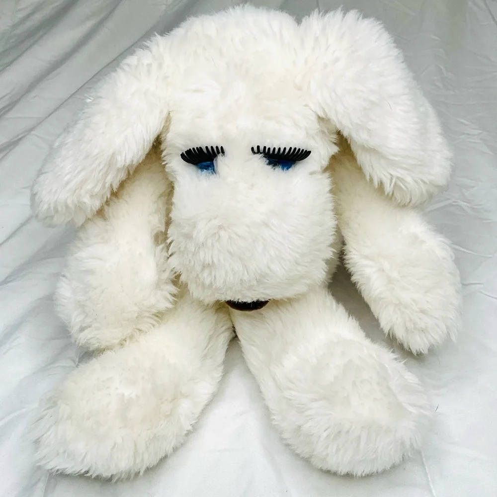 Vintage Fifi La Femme Plush Toy Puppy Dog Blue Eyes Eyelashes Francesca Hoerlein